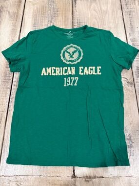 American Eagle Outfitters Teal Green Logo Graphic Tee